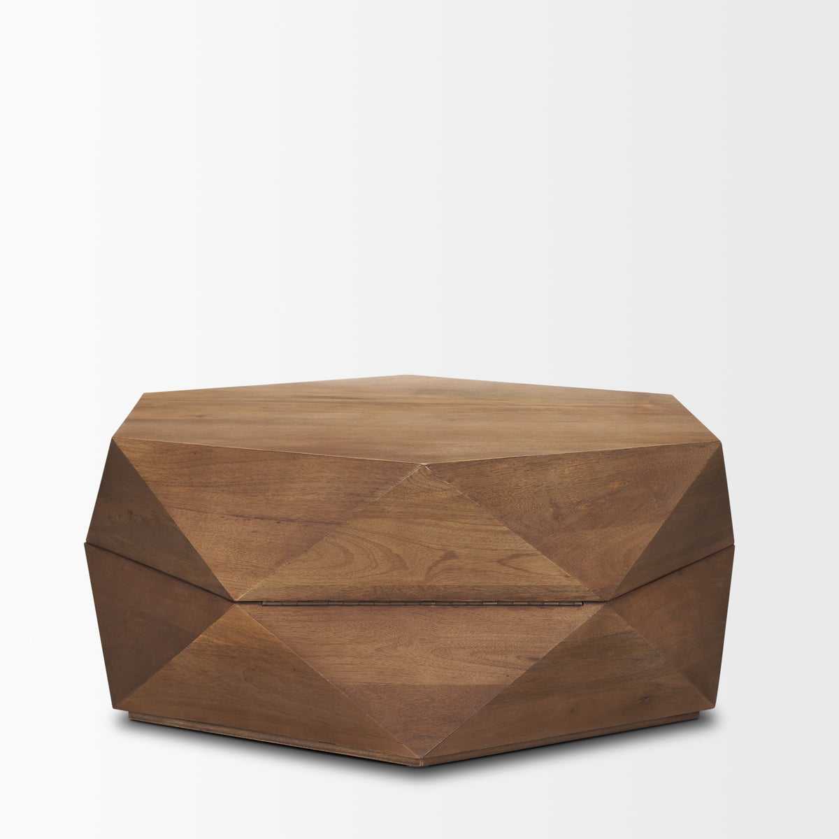 Arreto 36" Hexagonal Hinged Solid Wood Top and Base Coffee Table-Coffee Tables-DECOROLALA
