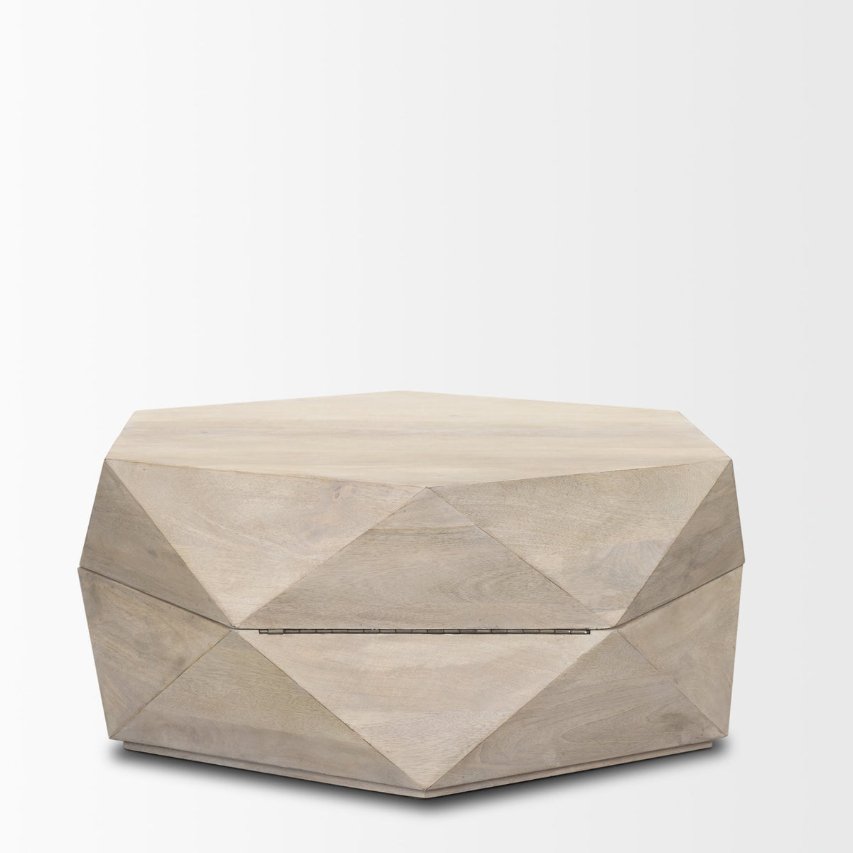 Arreto 36" Hexagonal Hinged Solid Wood Top and Base Coffee Table-Coffee Tables-DECOROLALA