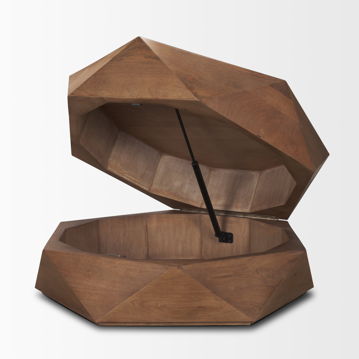 Arreto 36" Hexagonal Hinged Solid Wood Top and Base Coffee Table-Coffee Tables-DECOROLALA