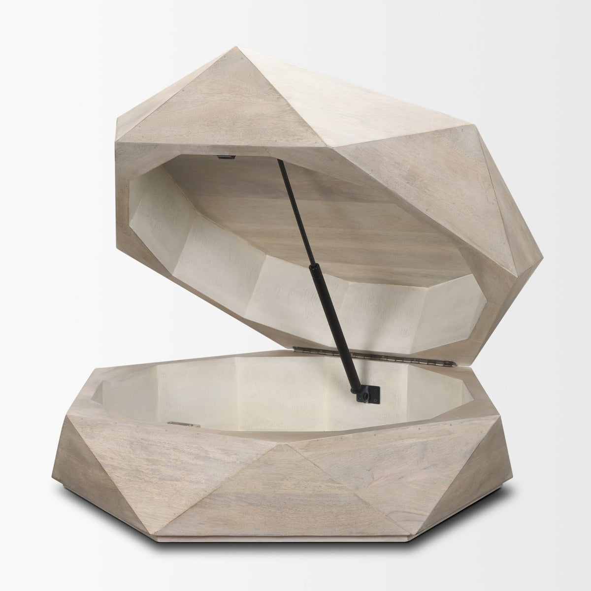 Arreto 36" Hexagonal Hinged Solid Wood Top and Base Coffee Table-Coffee Tables-DECOROLALA