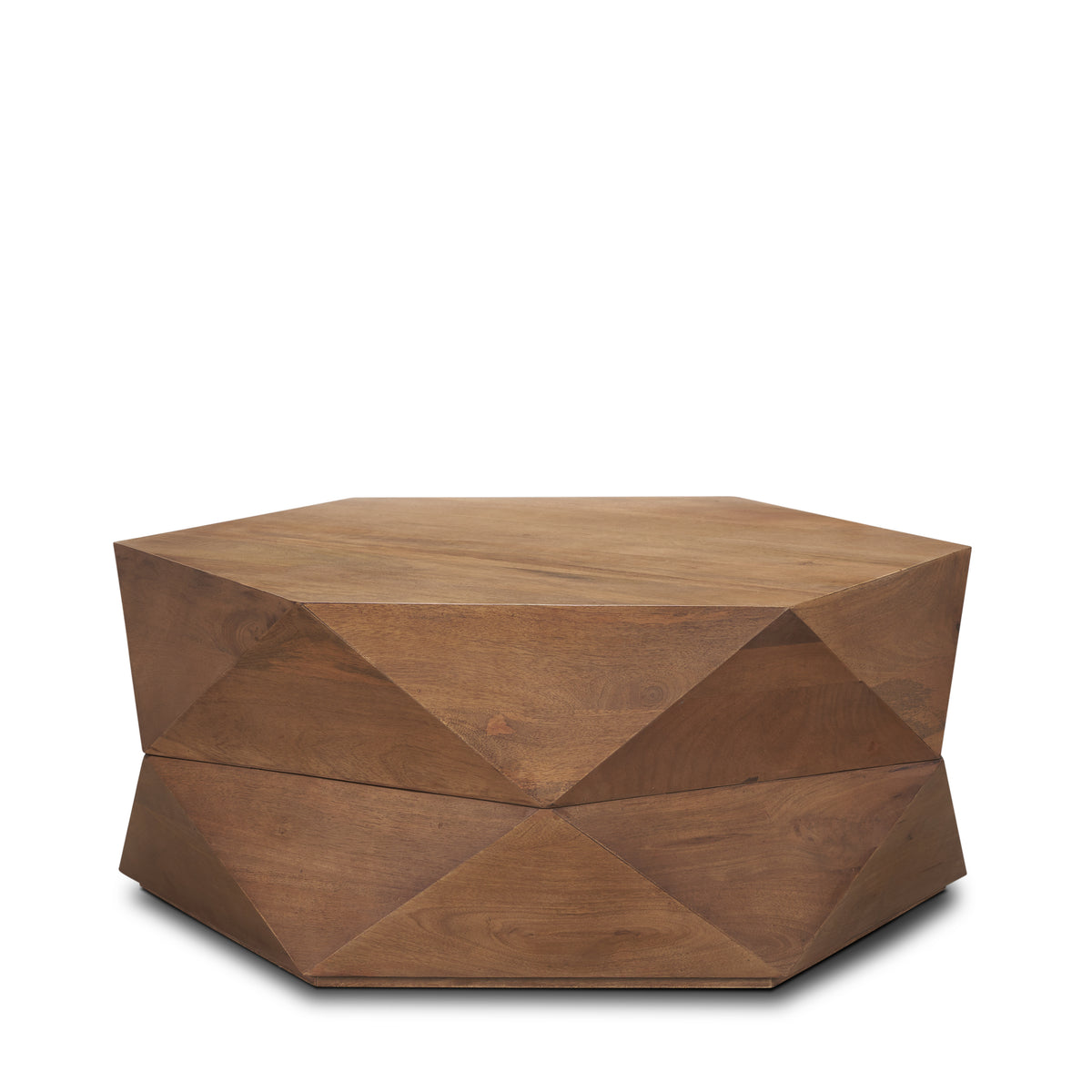 Arreto 36" Hexagonal Hinged Solid Wood Top and Base Coffee Table-Coffee Tables-DECOROLALA
