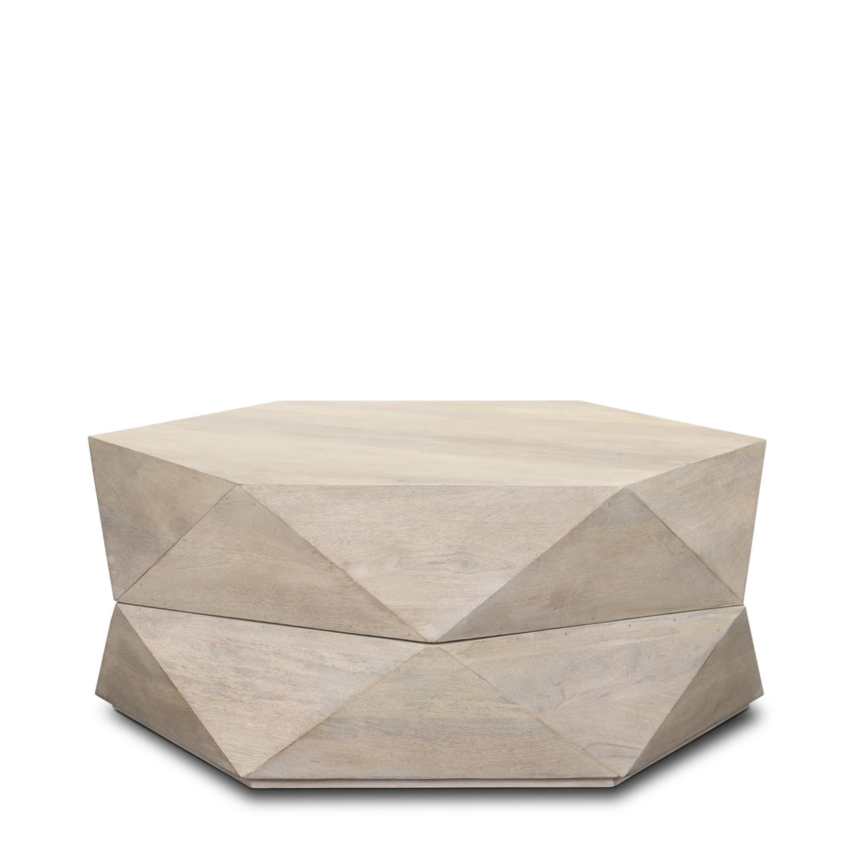 Arreto 36" Hexagonal Hinged Solid Wood Top and Base Coffee Table-Coffee Tables-DECOROLALA