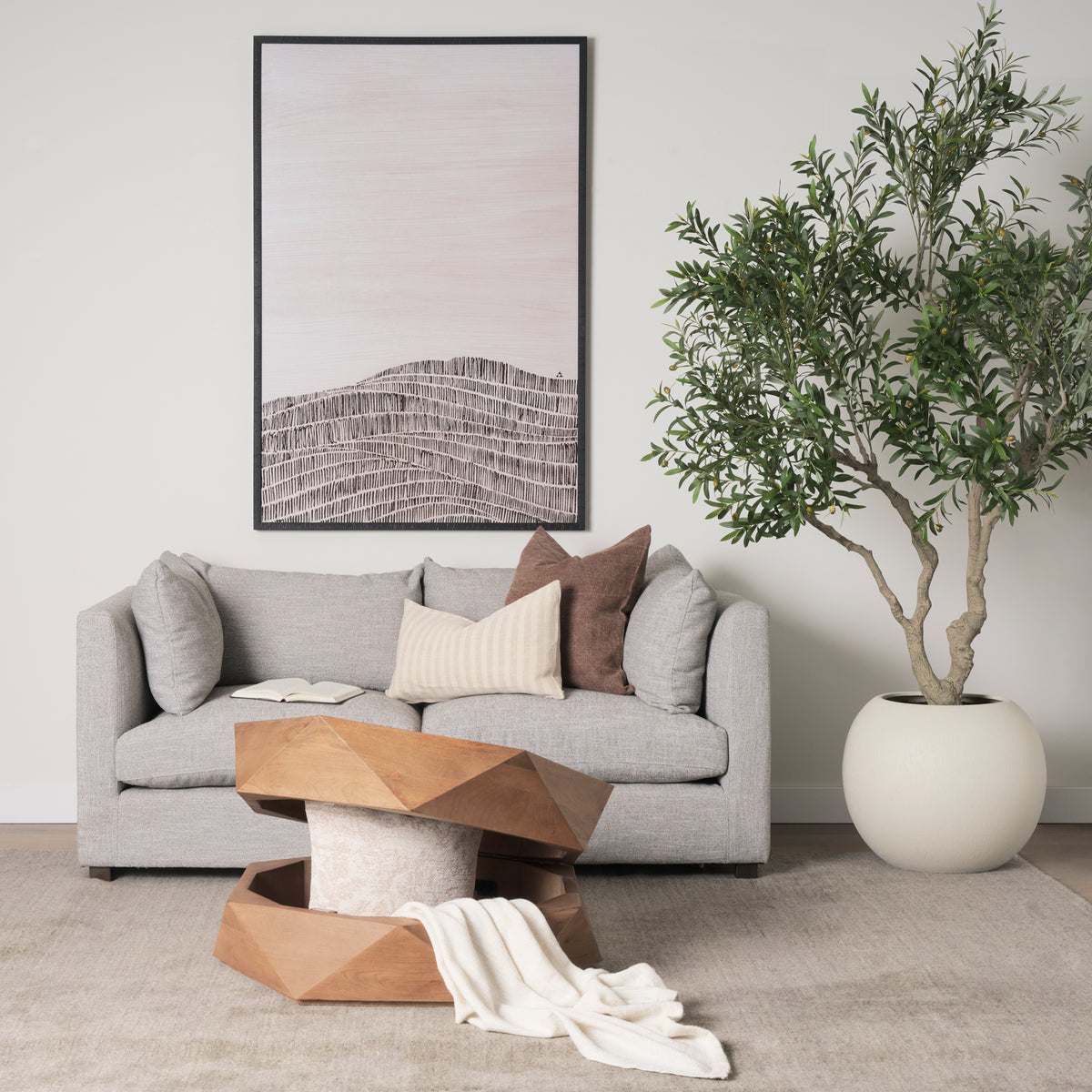 Arreto 36" Hexagonal Hinged Solid Wood Top and Base Coffee Table-Coffee Tables-DECOROLALA