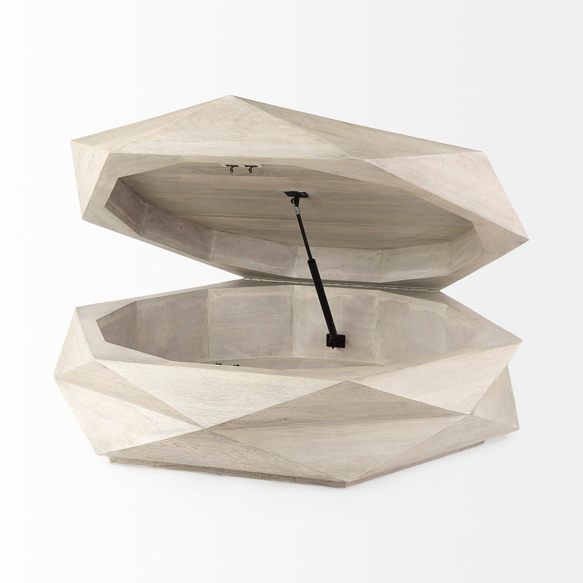 Arreto 48" Hexagonal Hinged Solid Wood Top and Base Coffee Table-Coffee Tables-DECOROLALA