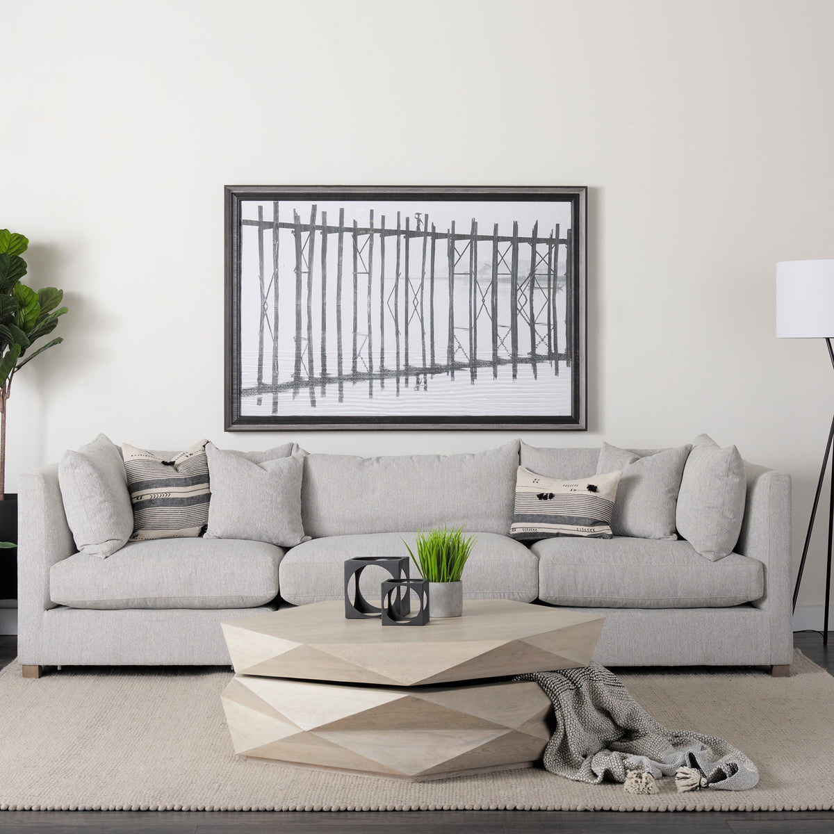 Arreto 48" Hexagonal Hinged Solid Wood Top and Base Coffee Table-Coffee Tables-DECOROLALA
