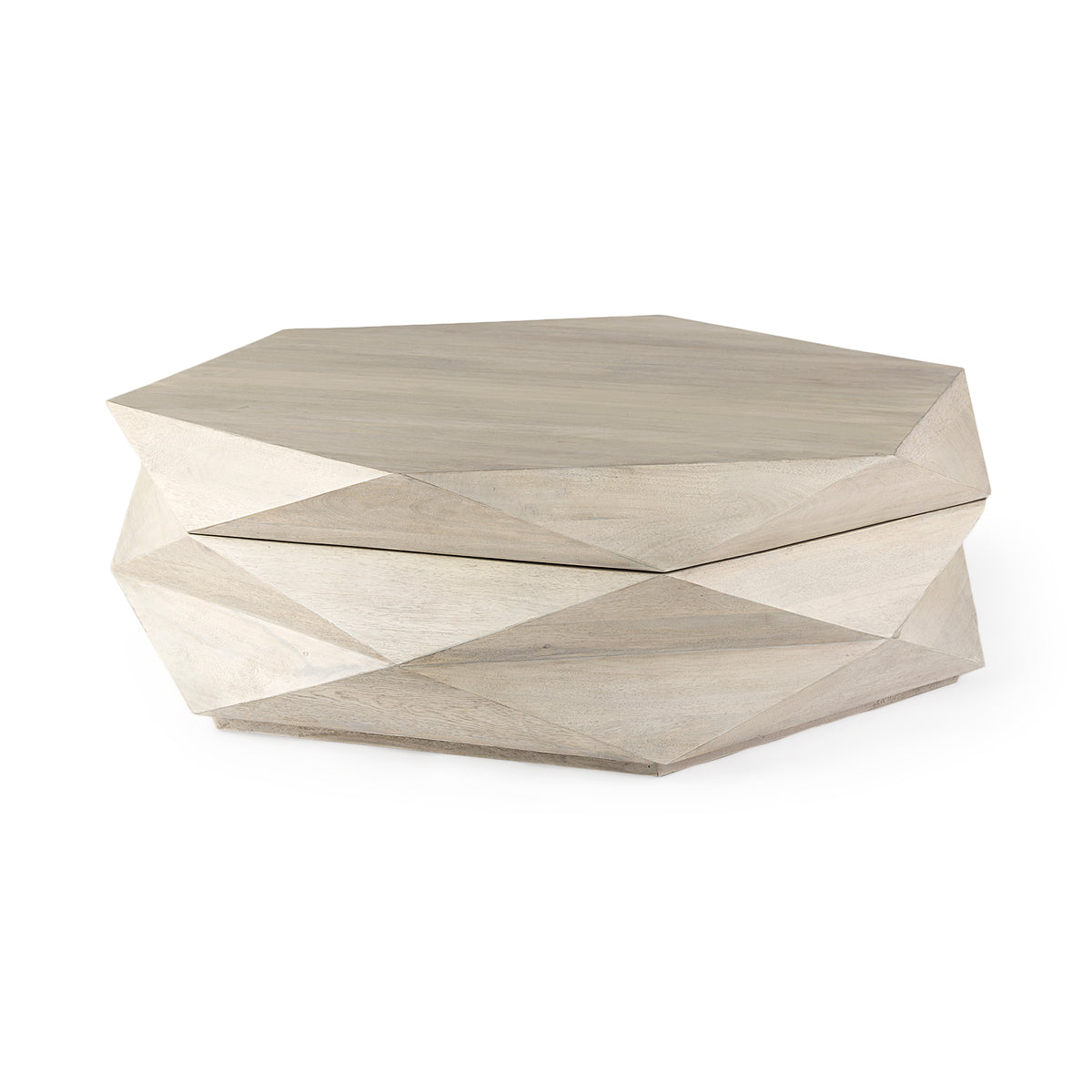 Arreto 48" Hexagonal Hinged Solid Wood Top and Base Coffee Table-Coffee Tables-DECOROLALA