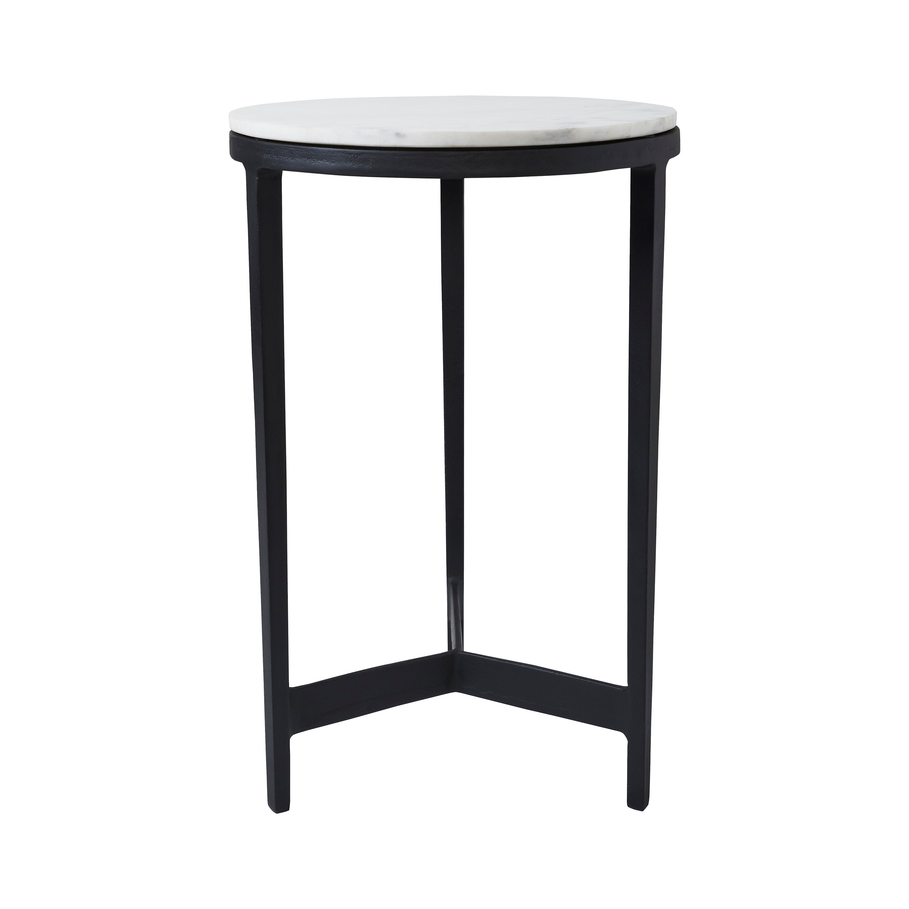 Arryn Indoor Cast Aluminum Side Table, Black-End Table-DECOROLALA