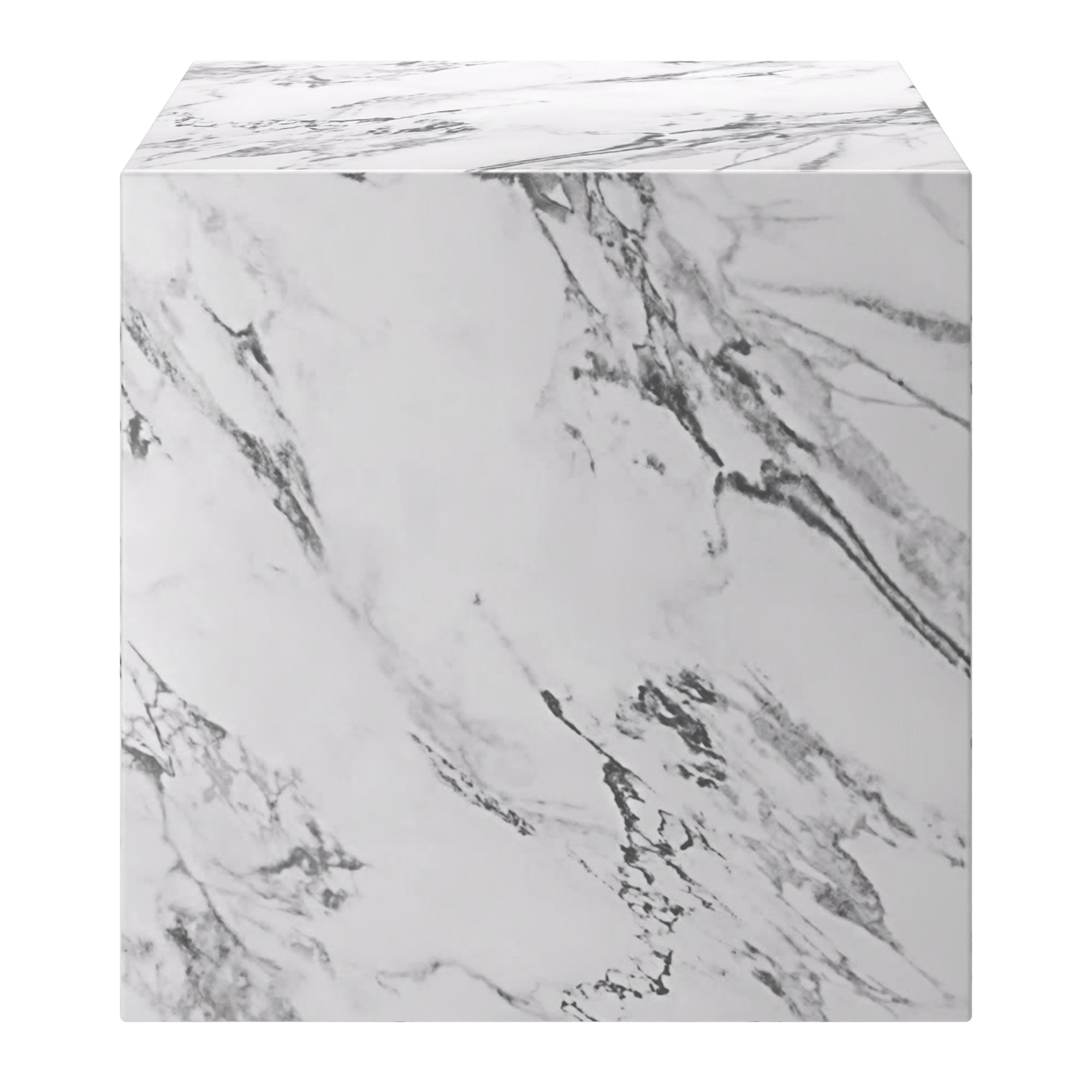 Artemis Square Side Table - Bulgari White Marble Finish-DECOROLALA