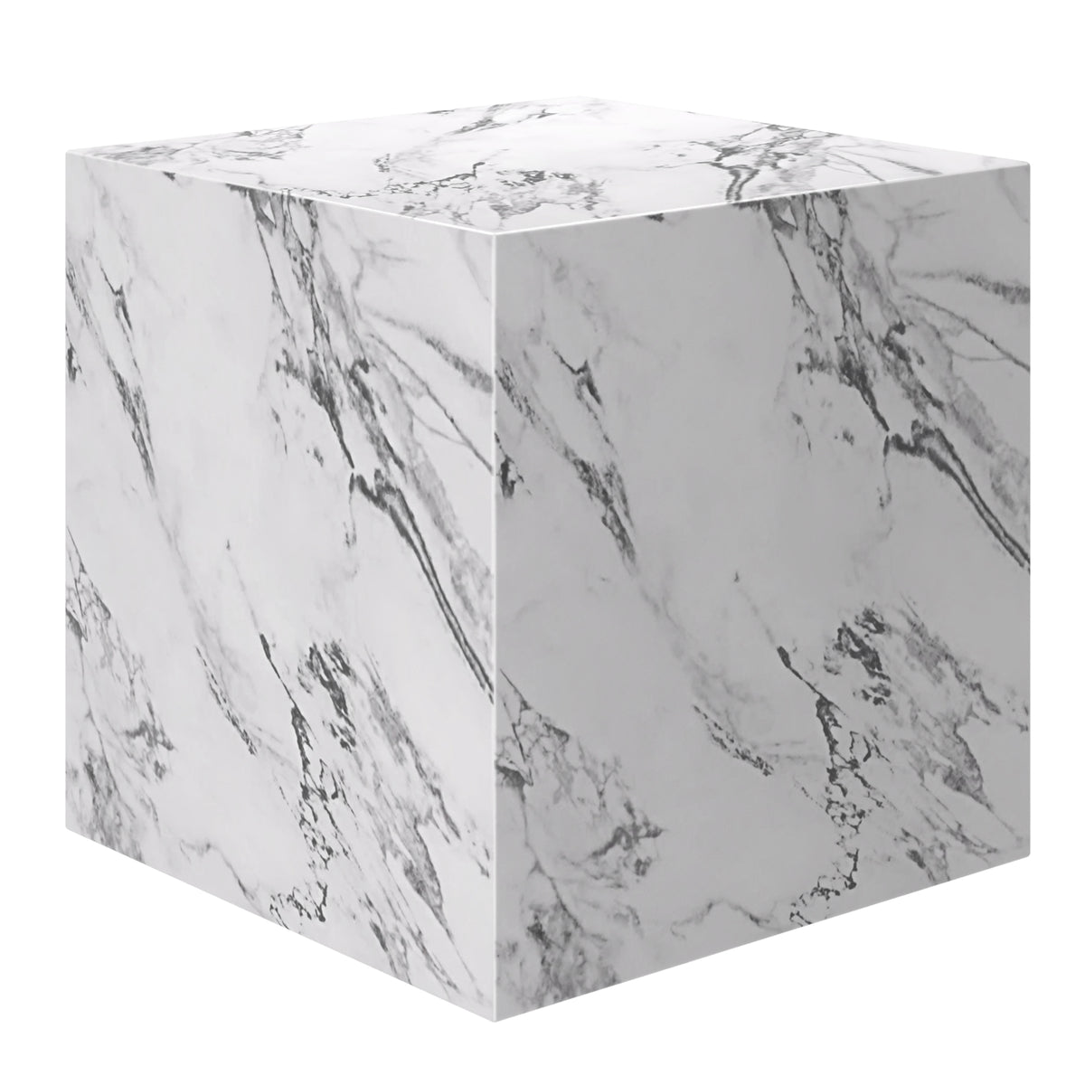 Artemis Square Side Table - Bulgari White Marble Finish-Side Tables-DECOROLALA