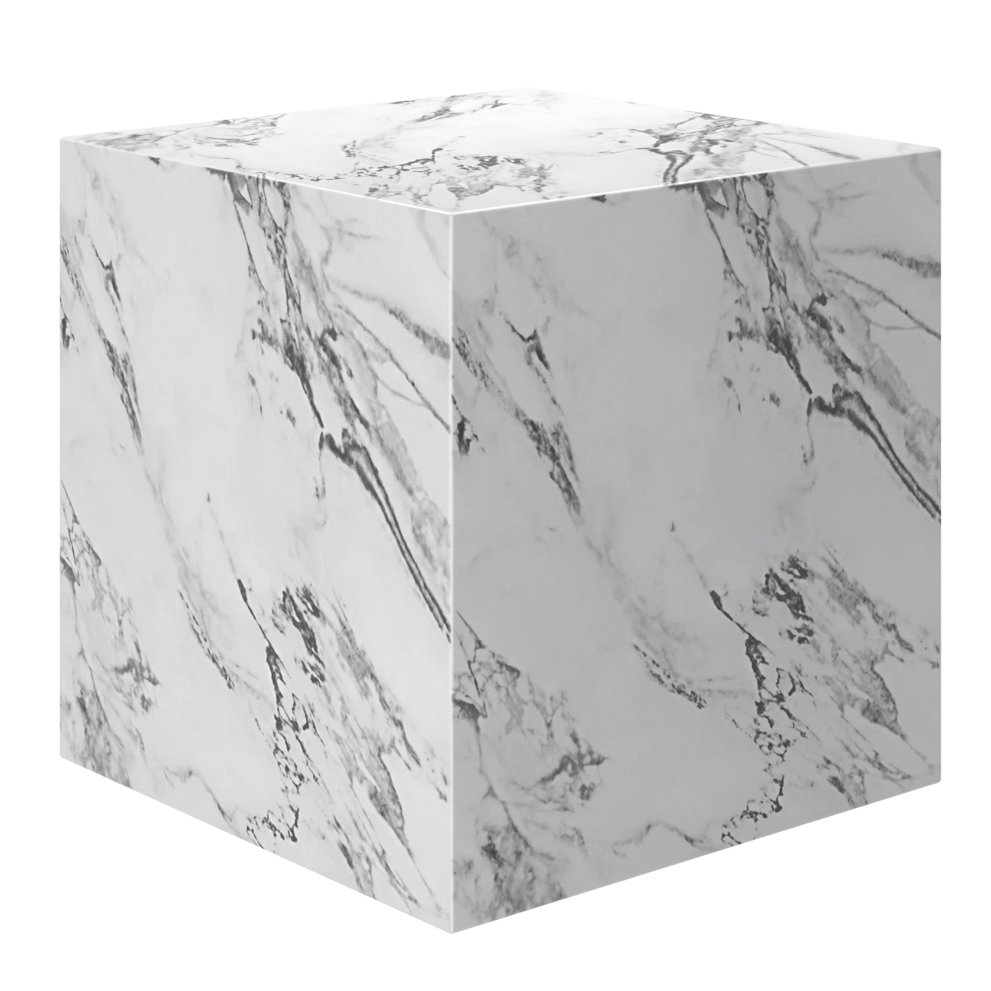 Artemis Square Side Table - Bulgari White Marble Finish-DECOROLALA