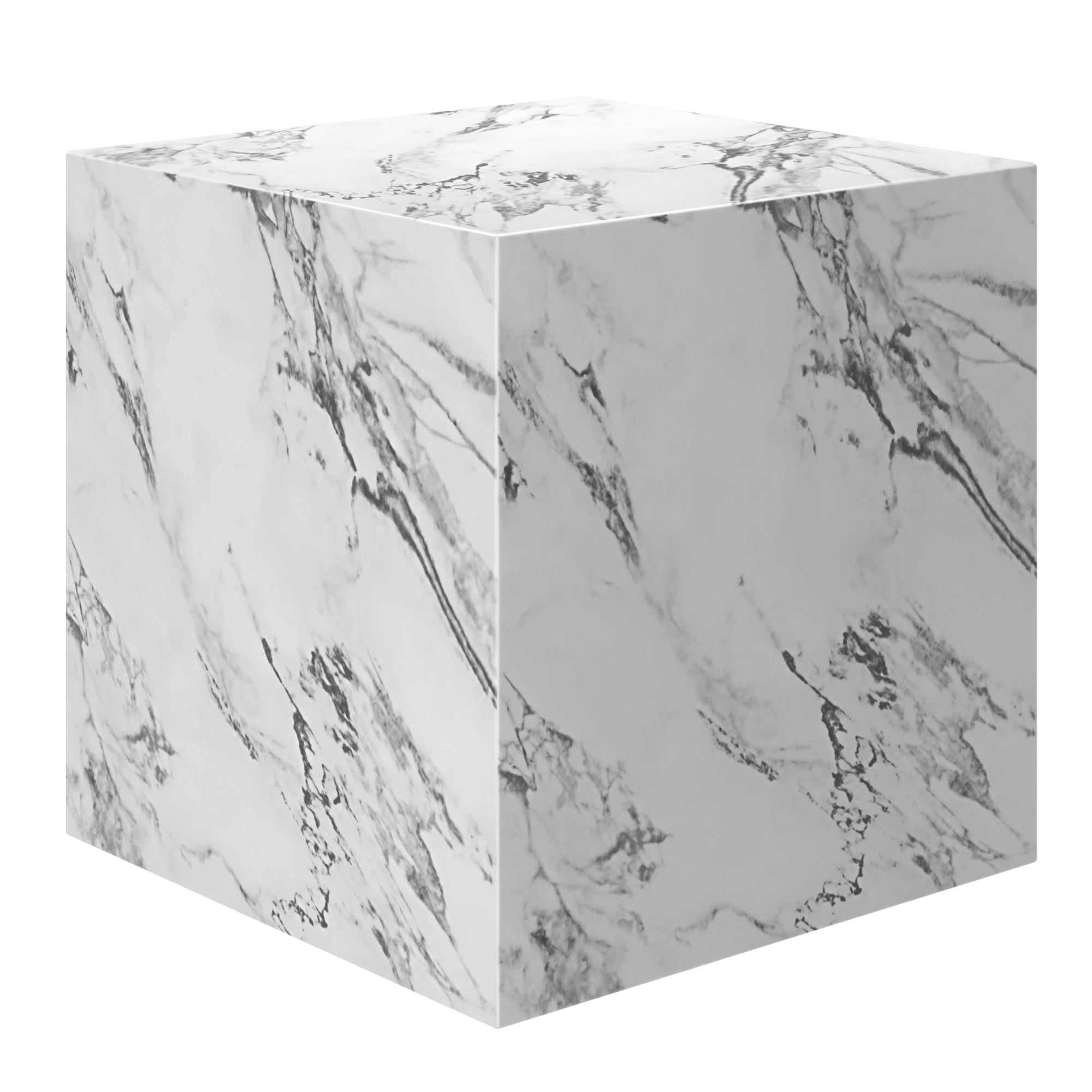 Artemis Square Side Table - Bulgari White Marble Finish-DECOROLALA