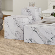 Artemis Square Side Table - Bulgari White Marble Finish-DECOROLALA