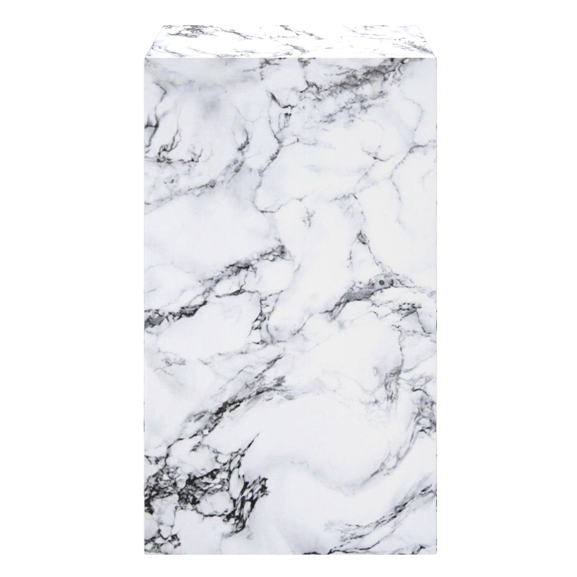 Artemis Tall Side Table - Bulgari White Marble Finish-DECOROLALA
