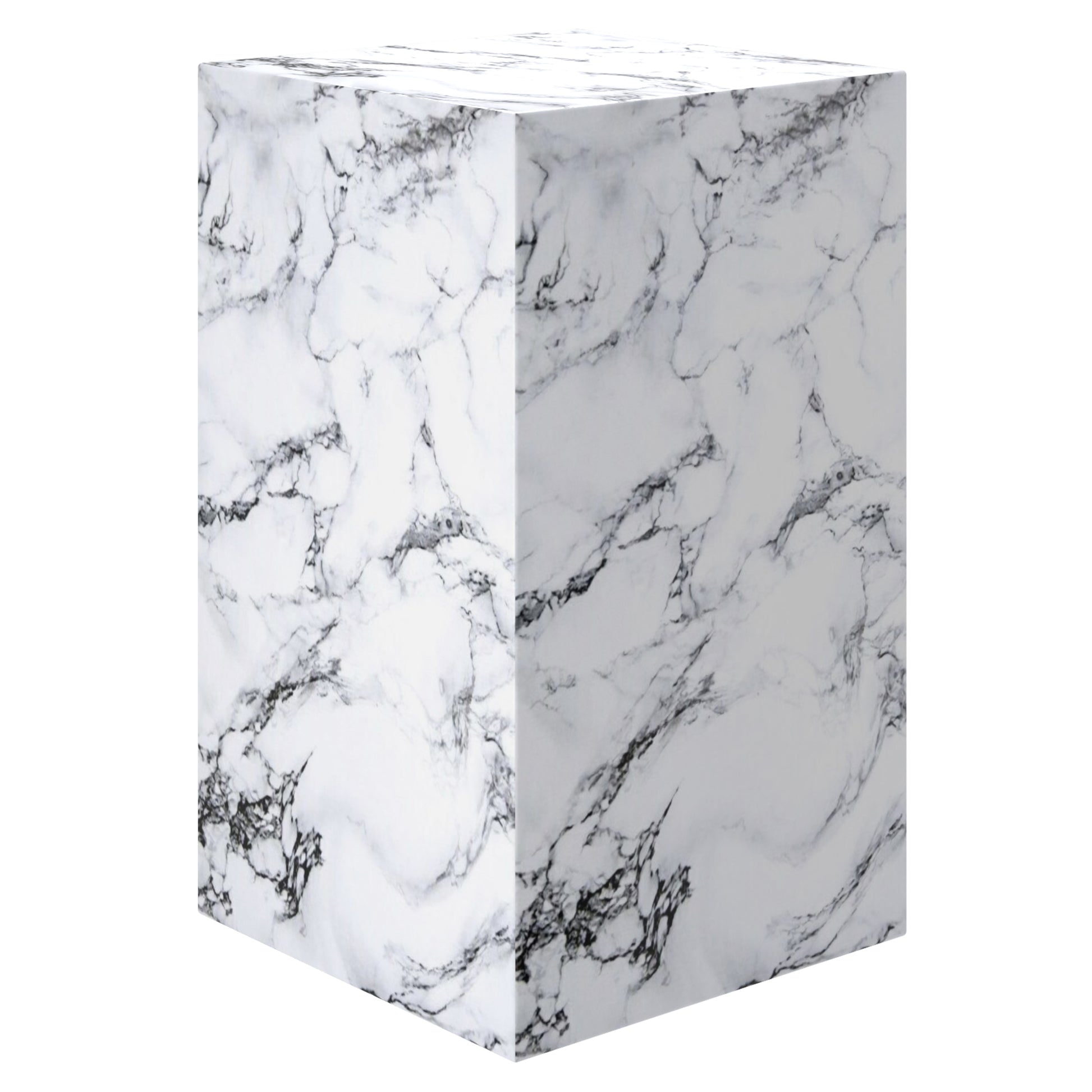 Artemis Tall Side Table - Bulgari White Marble Finish-DECOROLALA