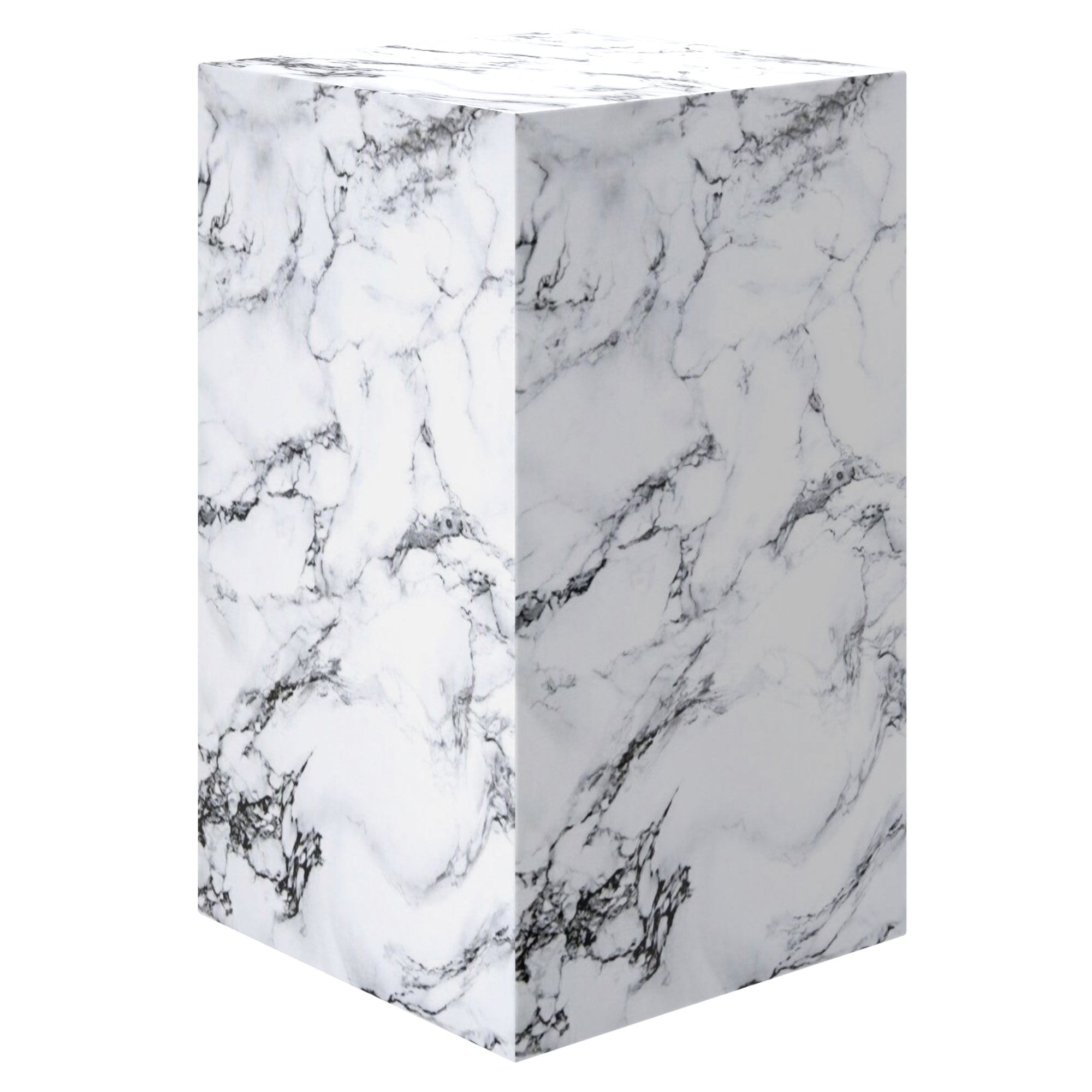 Artemis Tall Side Table - Bulgari White Marble Finish-DECOROLALA