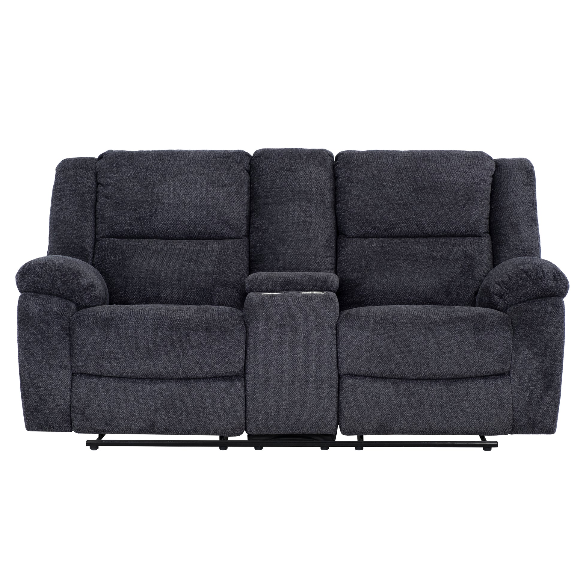 Arthur 76 in. Reclining Loveseat with Cupholder Console-Canvas Print-DECOROLALA