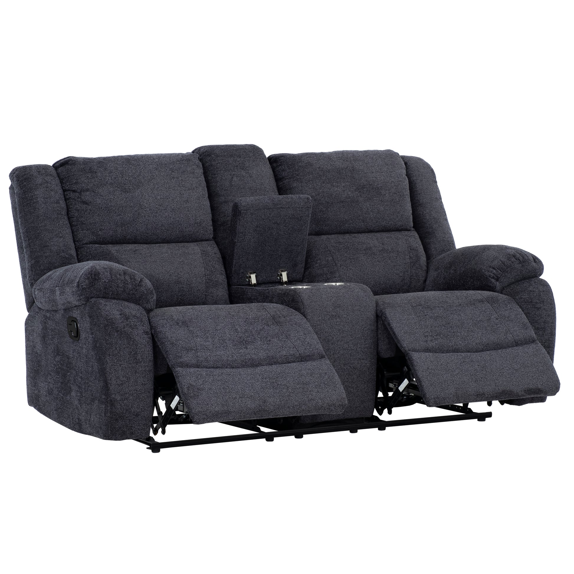 Arthur 76 in. Reclining Loveseat with Cupholder Console-Canvas Print-DECOROLALA