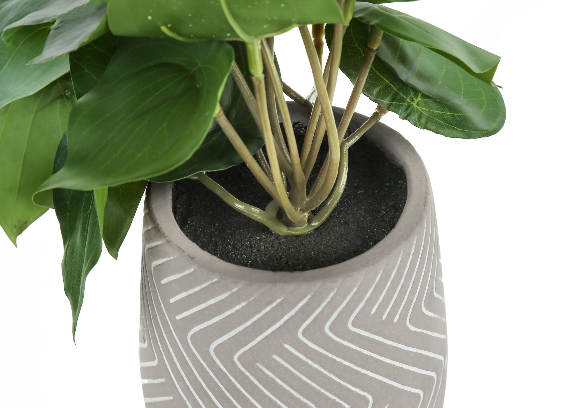 Artificial Alocasia Plants 8"H Set of 2 with Black Pots-Artificial Plant-DECOROLALA