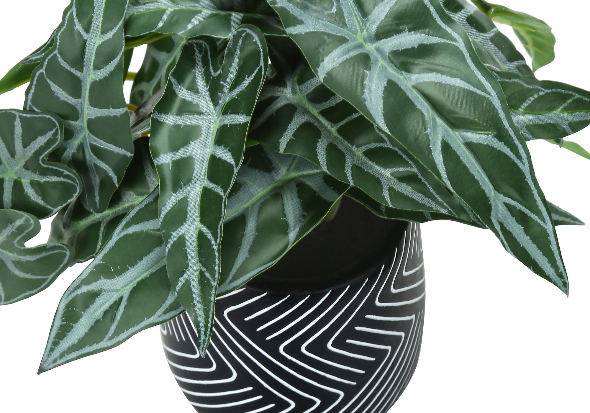 Artificial Alocasia Plants 8"H Set of 2 with Black Pots-Artificial Plant-DECOROLALA