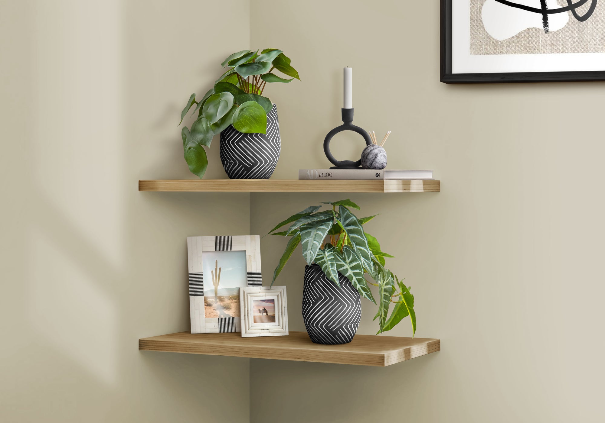 Artificial Alocasia Plants 8"H Set of 2 with Black Pots-Artificial Plant-DECOROLALA