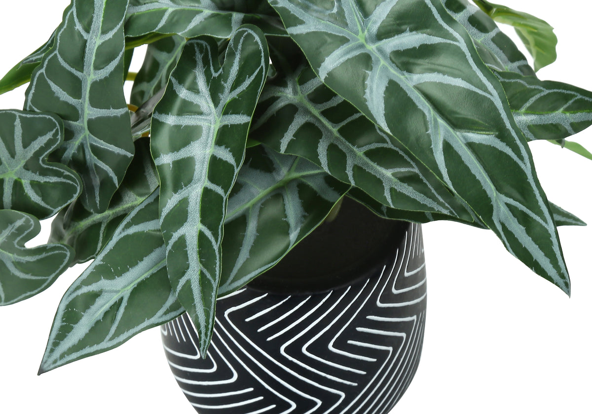 Artificial Alocasia Plants 8"H Set of 2 with Black Pots-Artificial Plants-DECOROLALA