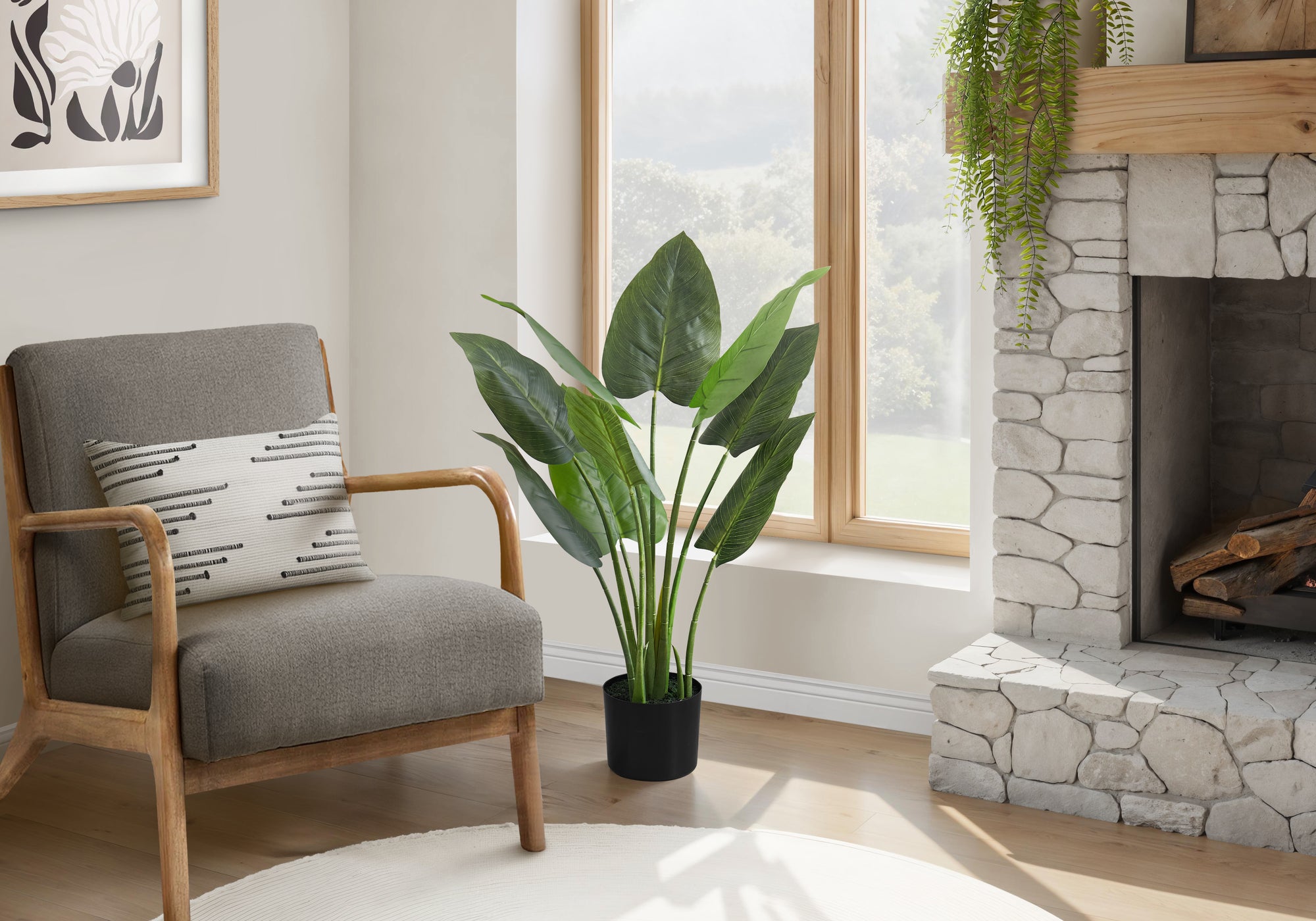 Artificial Aureum Plant 37"H with 6" Black Pot-Artificial Plant-DECOROLALA