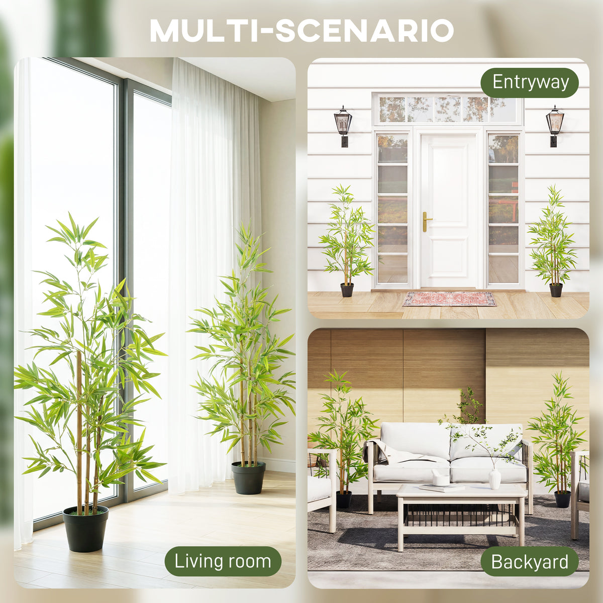 Artificial Bamboo Tree, 4ft Fake Tree with Realistic Leaf and Natural Trunk, Decorative Plant in Nursery-Artificial Trees-DECOROLALA