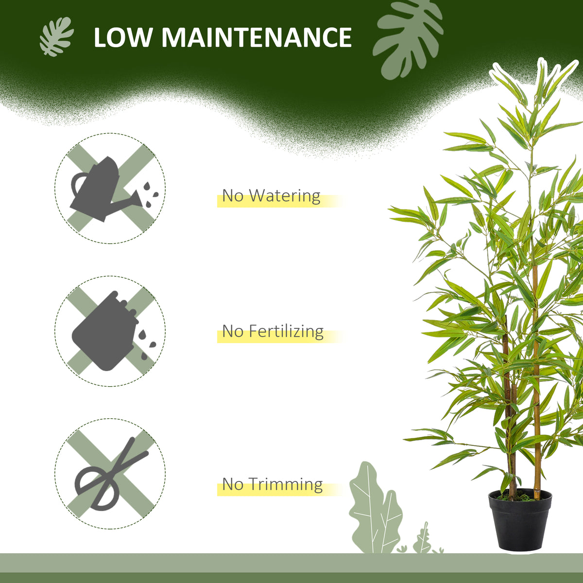 Artificial Bamboo Tree, 4ft Fake Tree with Realistic Leaf and Natural Trunk, Decorative Plant in Nursery-Artificial Trees-DECOROLALA