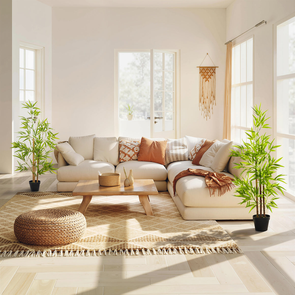 Artificial Bamboo Tree, 4ft Fake Tree with Realistic Leaf and Natural Trunk, Decorative Plant in Nursery-Artificial Trees-DECOROLALA