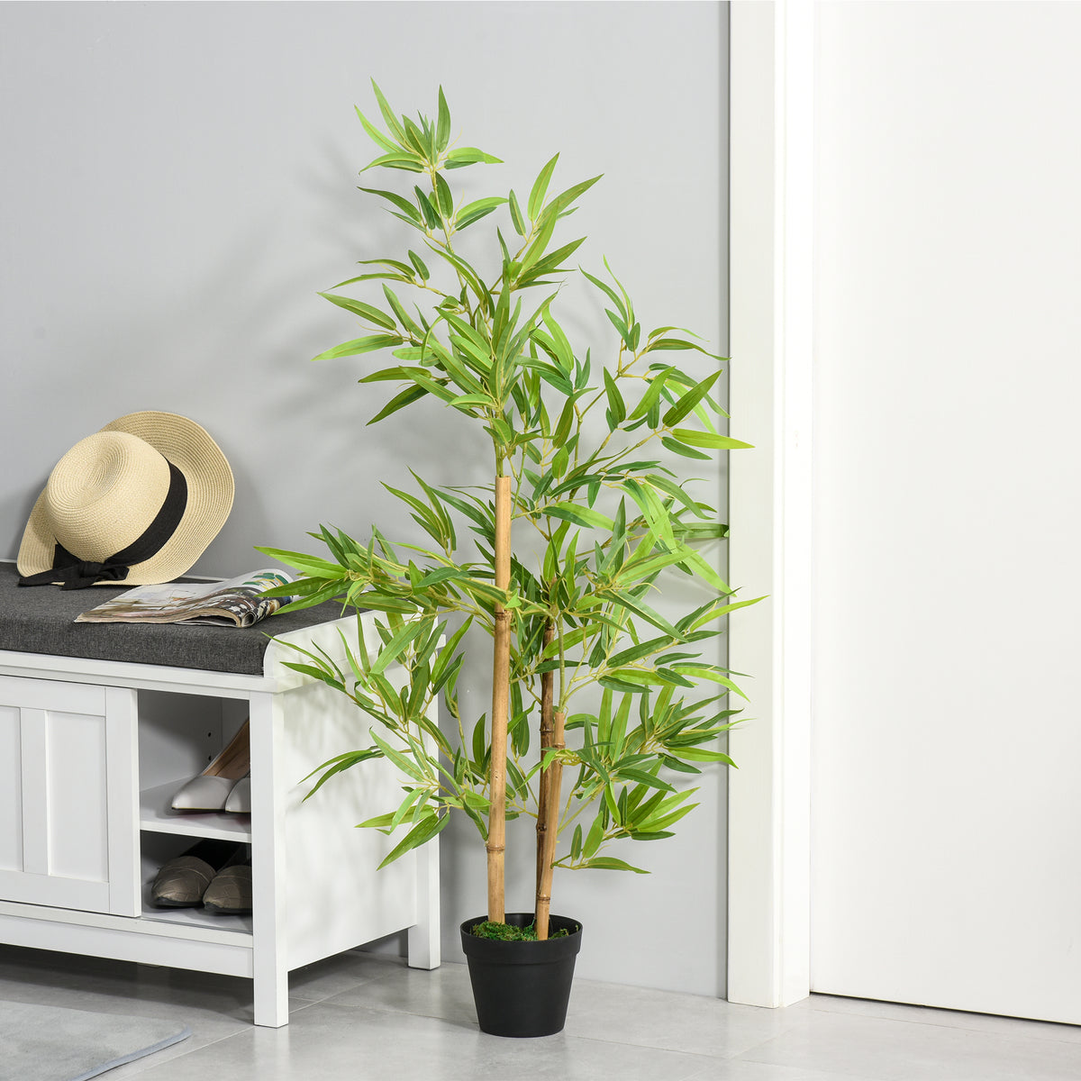 Artificial Bamboo Tree, 4ft Fake Tree with Realistic Leaf and Natural Trunk, Decorative Plant in Nursery-Artificial Trees-DECOROLALA