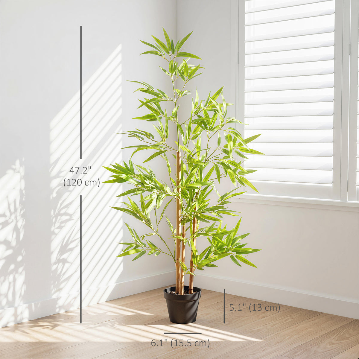 Artificial Bamboo Tree, 4ft Fake Tree with Realistic Leaf and Natural Trunk, Decorative Plant in Nursery-Artificial Trees-DECOROLALA