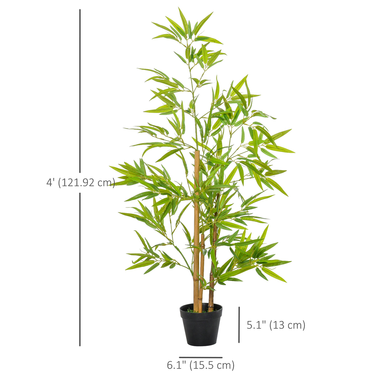 Artificial Bamboo Tree, 4ft Fake Tree with Realistic Leaf and Natural Trunk, Decorative Plant in Nursery-Artificial Trees-DECOROLALA