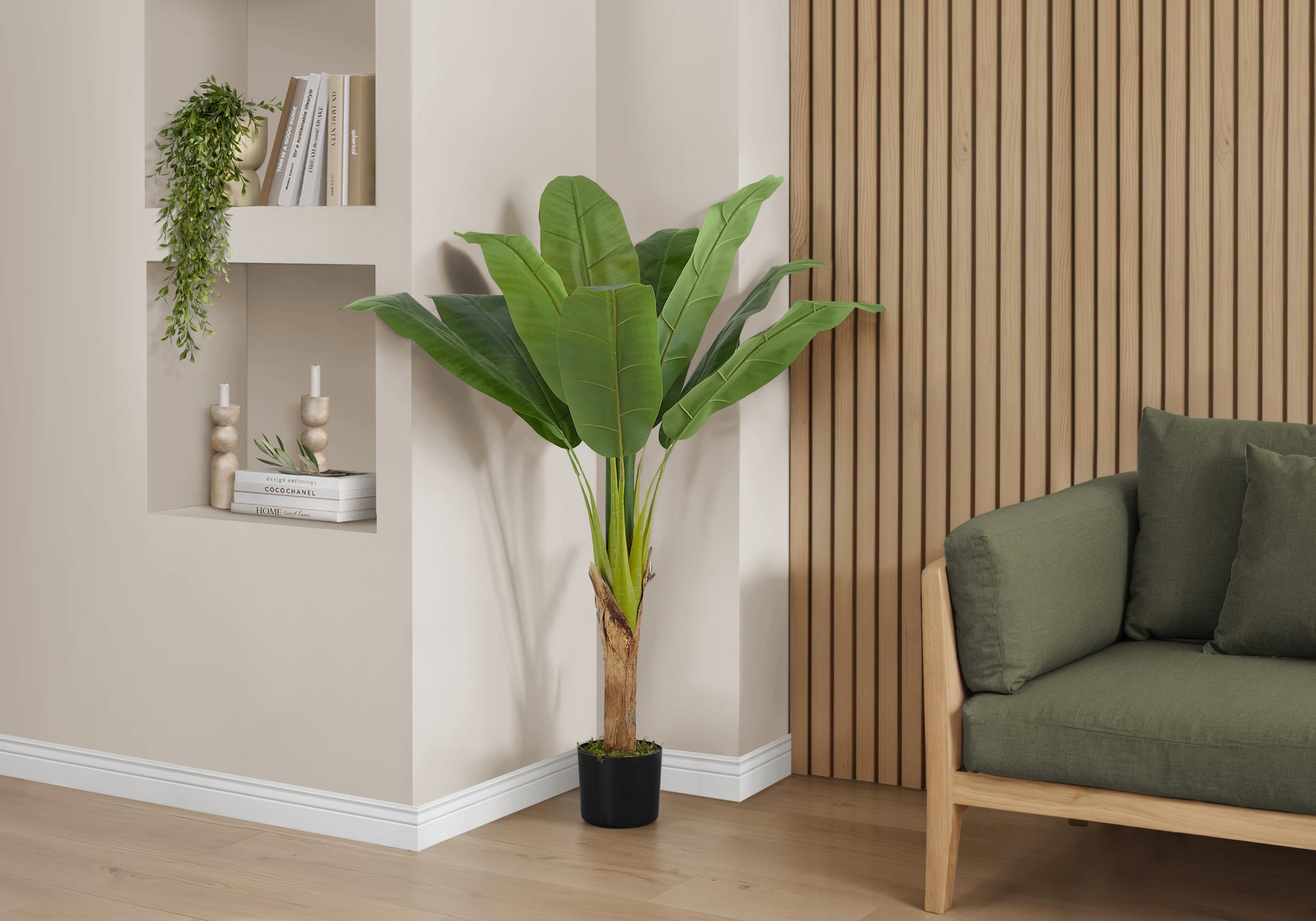 Artificial Banana Tree 43"H - Indoor Faux Plant 5" Pot-Artificial Plant-DECOROLALA