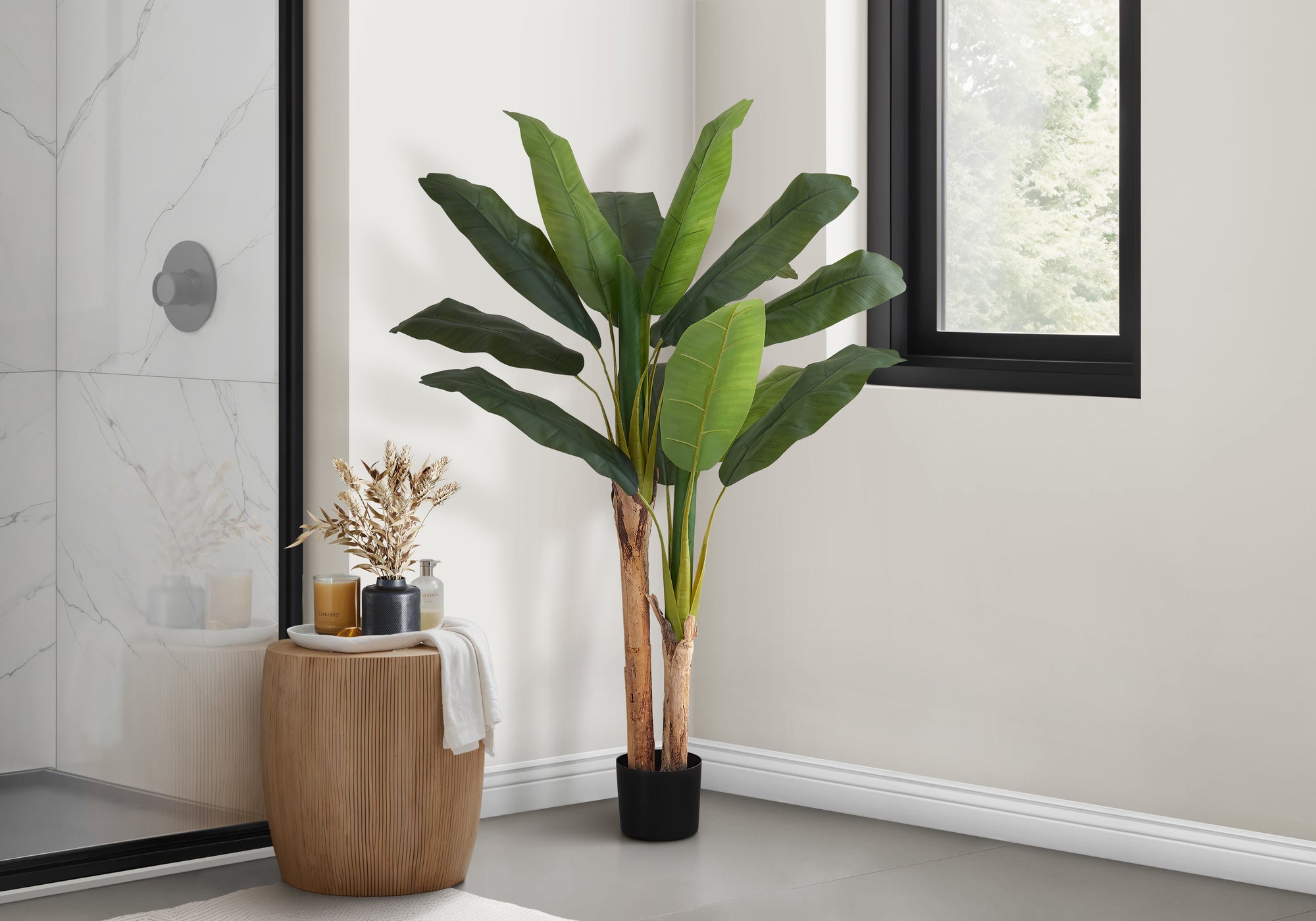 Artificial Banana Tree 55"H Black Pot Indoor Plant-Artificial Plant-DECOROLALA