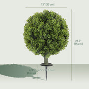 Artificial Boxwood Topiary Trees Set of 2 with Ground Stake, UV Resistant Fake Plants for Indoor Outdoor, Green-Artificial Trees-DECOROLALA