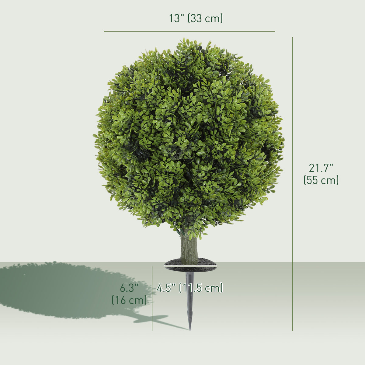 Artificial Boxwood Topiary Trees Set of 2 with Ground Stake, UV Resistant Fake Plants for Indoor Outdoor, Green-Artificial Trees-DECOROLALA