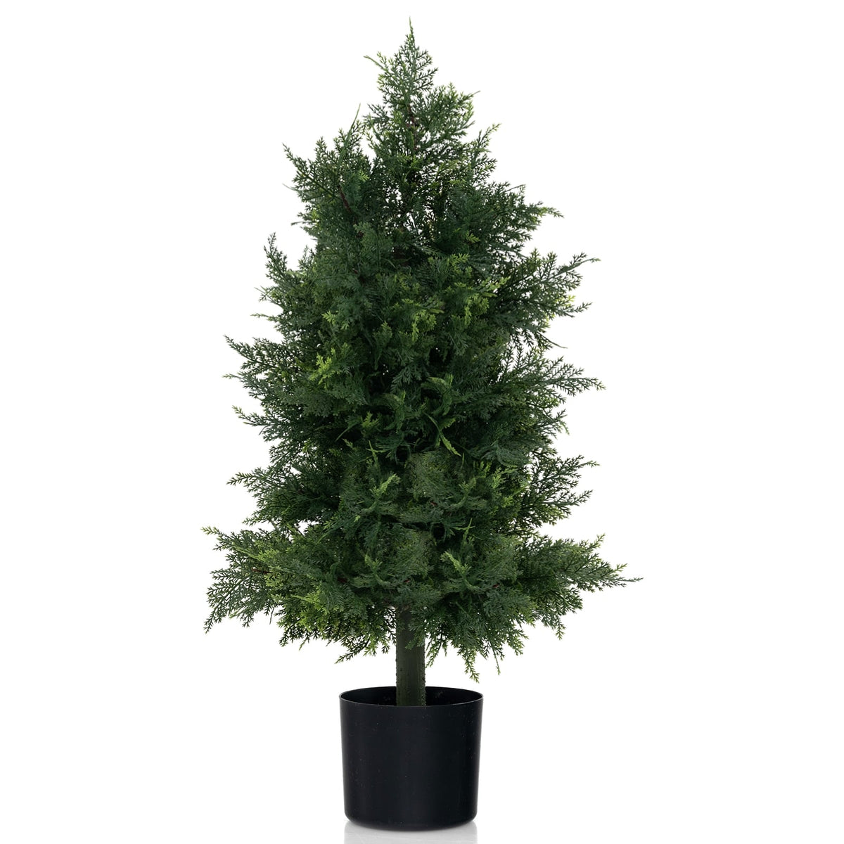 Artificial Cedar Topiary Tree with Plastic Nursery Pot for Porch and Office-Artificial Plants-DECOROLALA