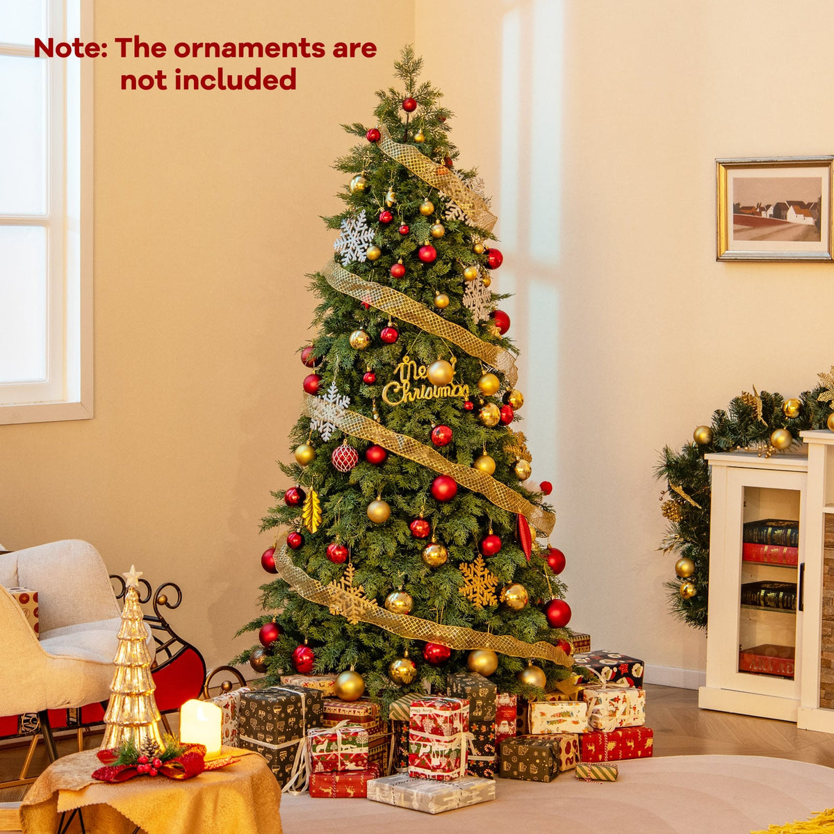 Artificial Christmas Tree Green Hinged Holiday Tree with 721/1019 Lush Branch Tips-6 ft-Christmas Trees-DECOROLALA