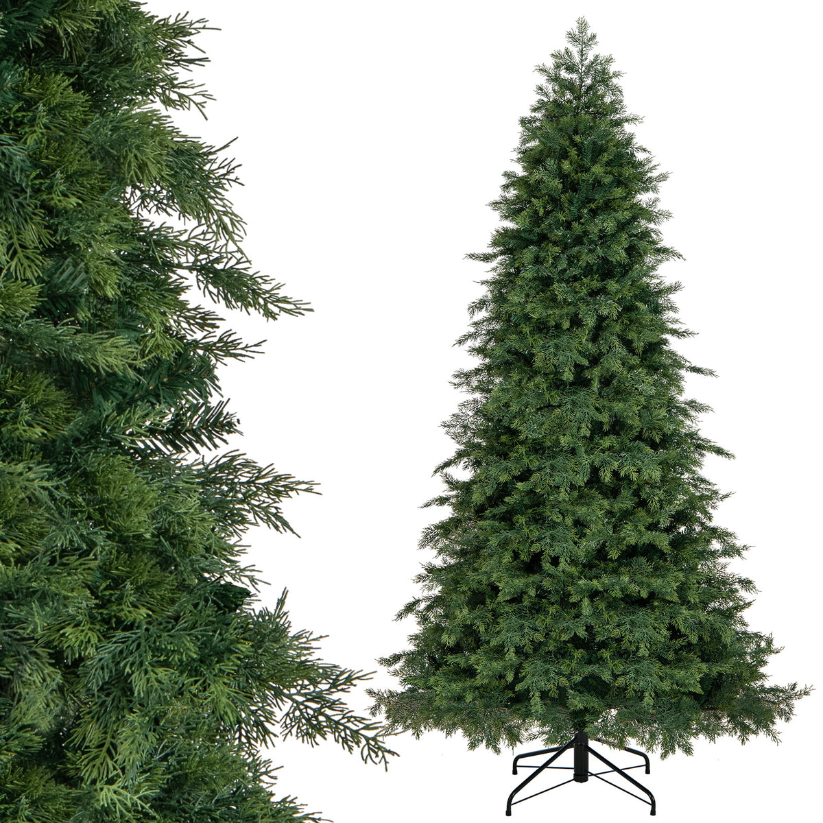 Artificial Christmas Tree Green Hinged Holiday Tree with 721/1019 Lush Branch Tips-7.5 ft-Christmas Trees-DECOROLALA