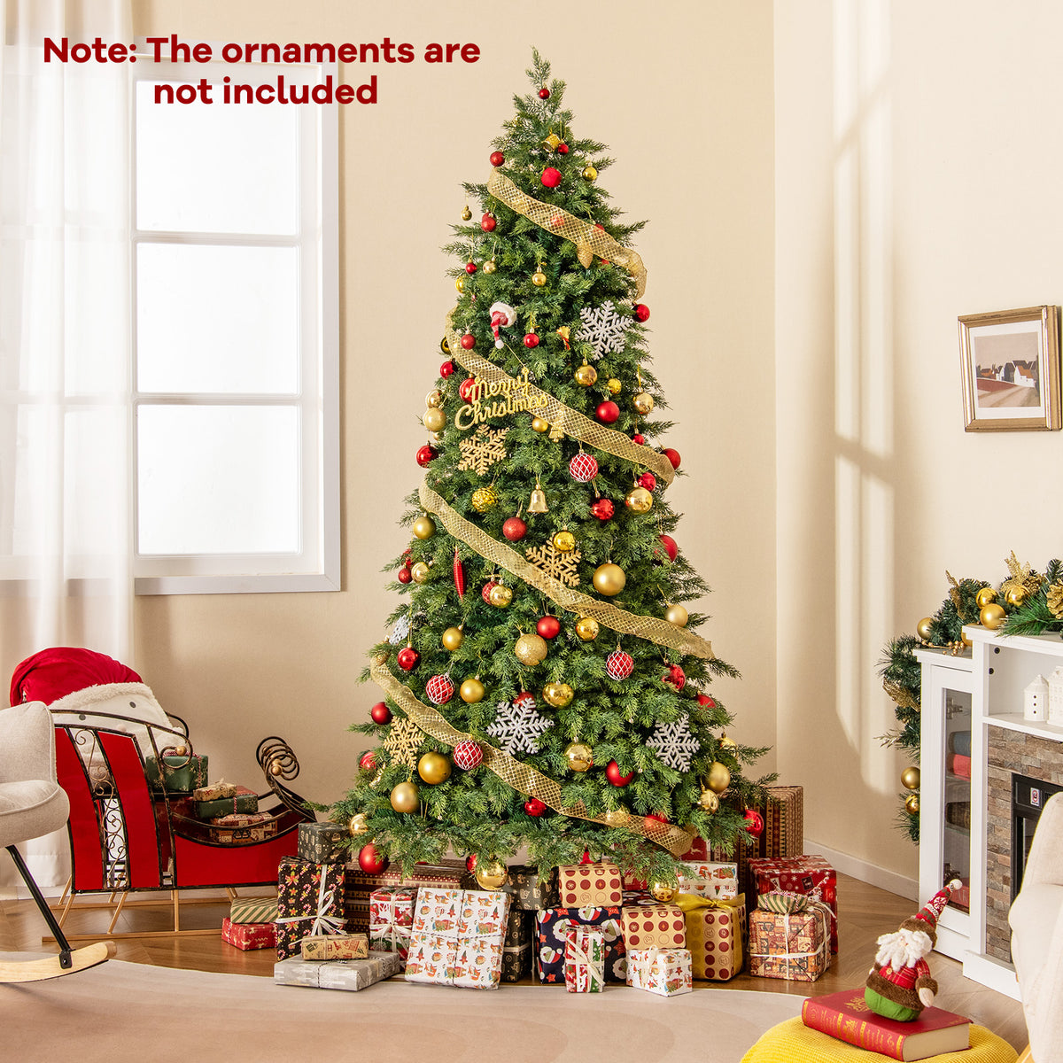 Artificial Christmas Tree Green Hinged Holiday Tree with 721/1019 Lush Branch Tips-7.5 ft-Christmas Trees-DECOROLALA