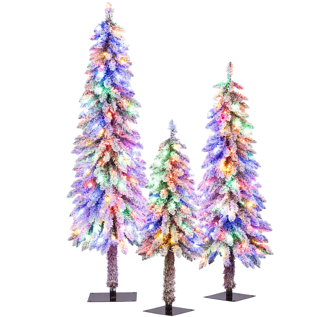 Artificial Christmas Tree Set of 3 with Snow-flocked Branch Tips-Christmas Trees-DECOROLALA