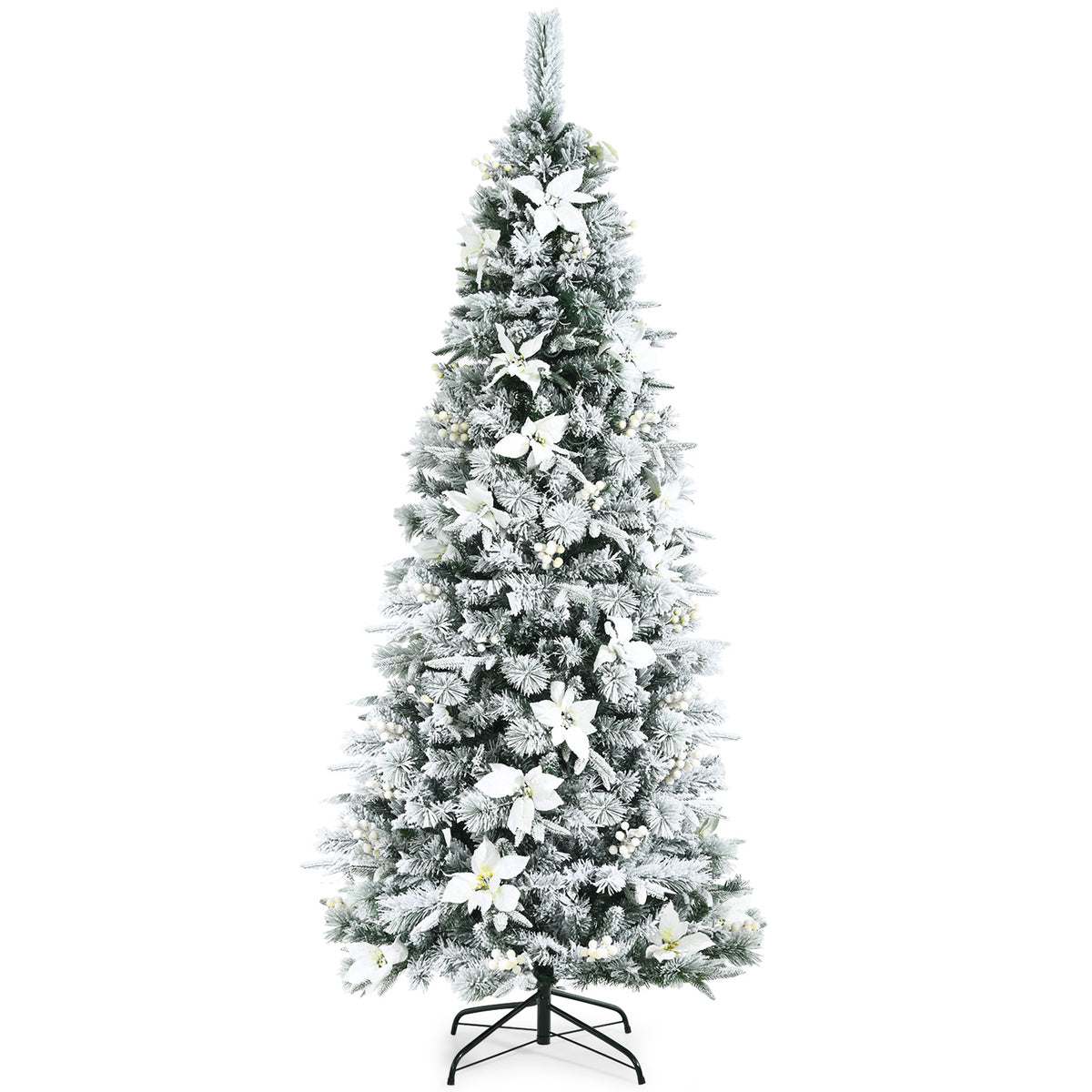Artificial Christmas Tree Snow Flocked Pencil Tree-7 ft-Christmas Trees-DECOROLALA