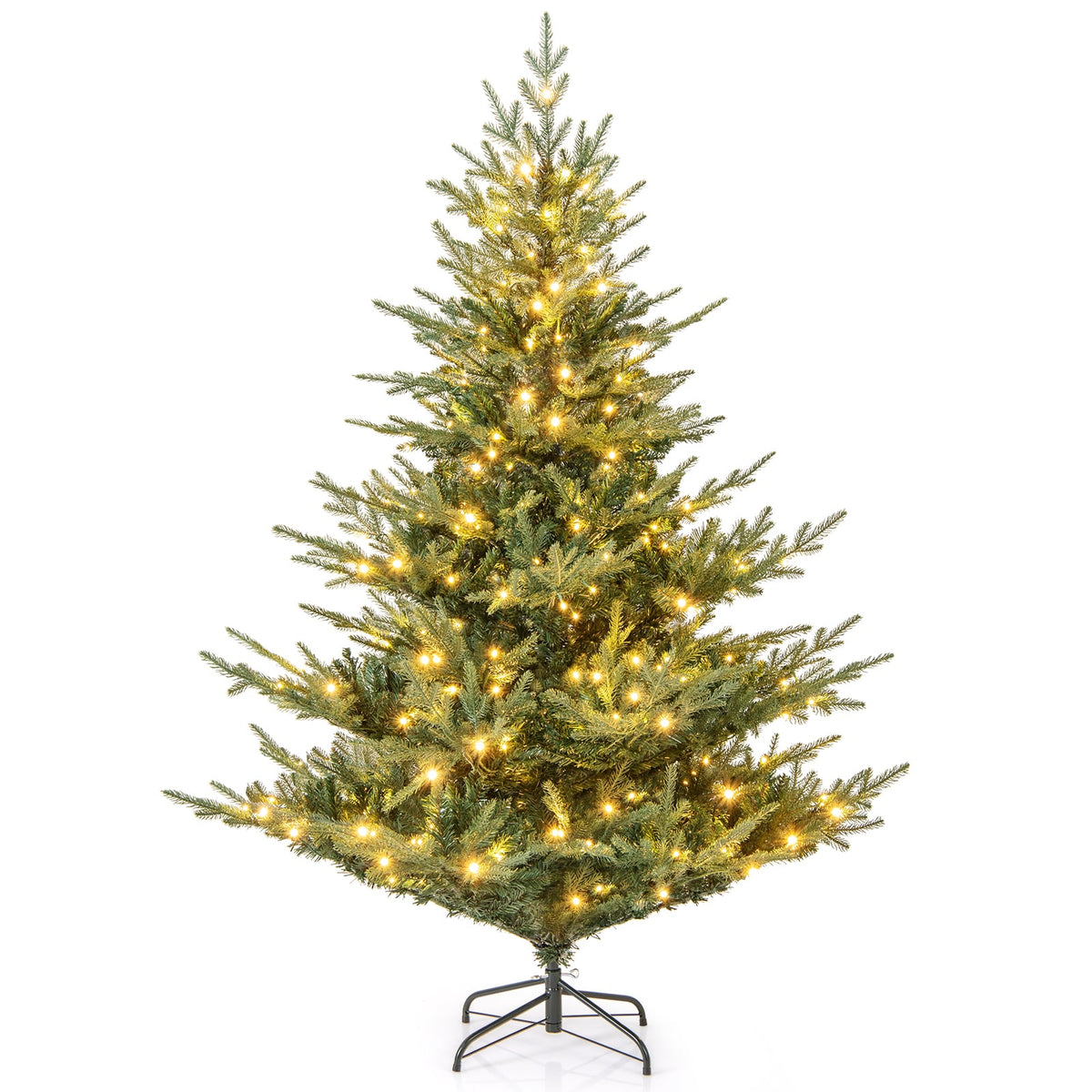 Artificial Christmas Tree with Branch Tips and Warm White LED Lights-6 Feet-Christmas Trees-DECOROLALA
