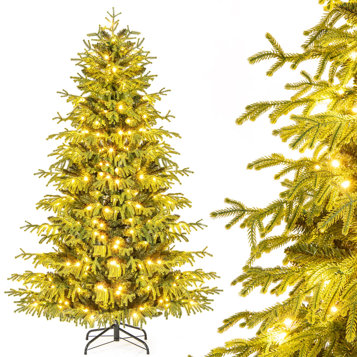 Artificial Christmas Tree with LED Lights and PVC Mixed Branch Tips-6-Christmas Trees-DECOROLALA