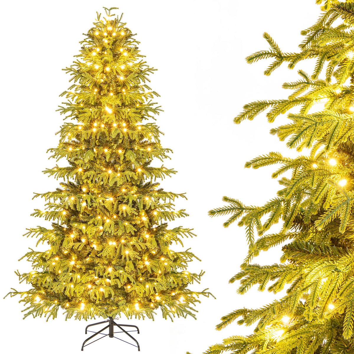 Artificial Christmas Tree with LED Lights and PVC Mixed Branch Tips-7-Christmas Trees-DECOROLALA