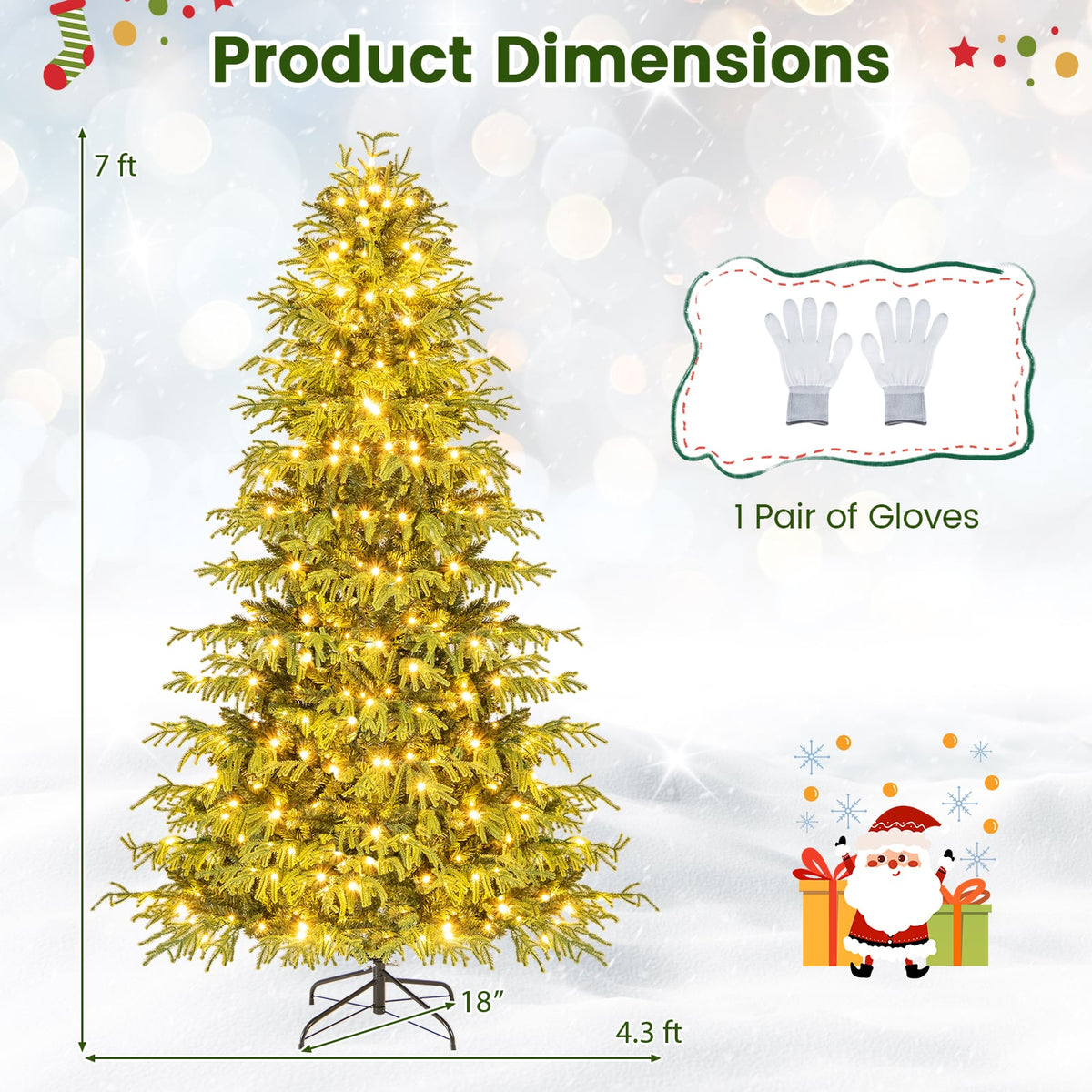 Artificial Christmas Tree with LED Lights and PVC Mixed Branch Tips-7-Christmas Trees-DECOROLALA