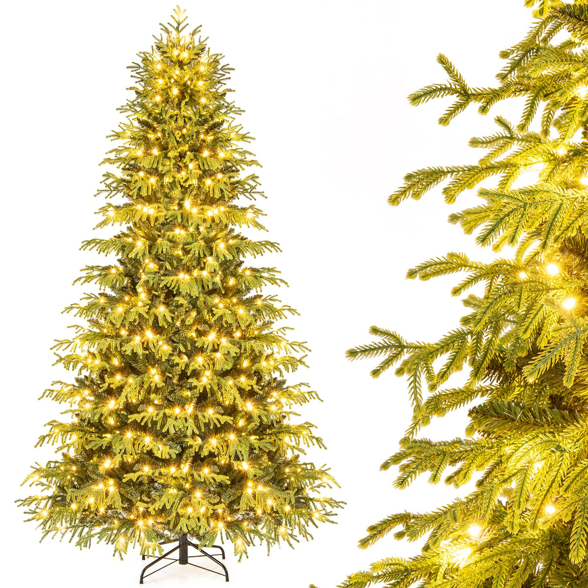 Artificial Christmas Tree with LED Lights and PVC Mixed Branch Tips-8 Feet-Christmas Trees-DECOROLALA