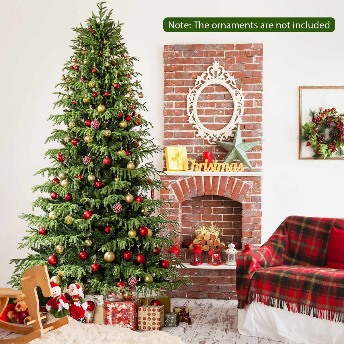 Artificial Christmas Tree with LED Lights and PVC Mixed Branch Tips-8 Feet-Christmas Trees-DECOROLALA