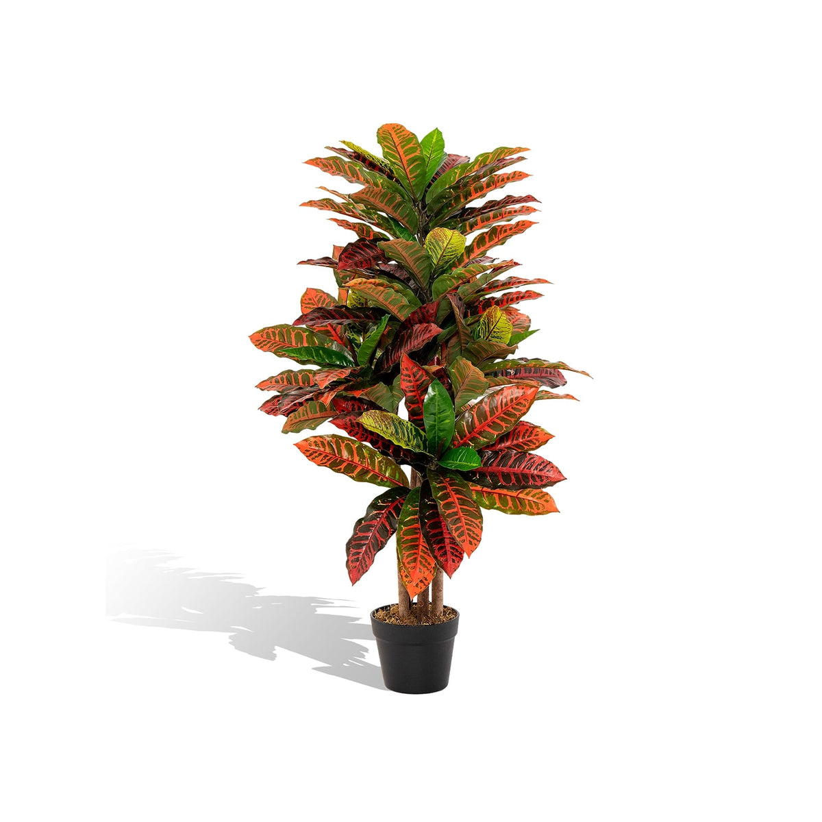 Artificial Croton Plant 40 Inch Tall Fake Croton Palm Tree with Colorful Variegated Leaves and Pot-Artificial Plants-DECOROLALA
