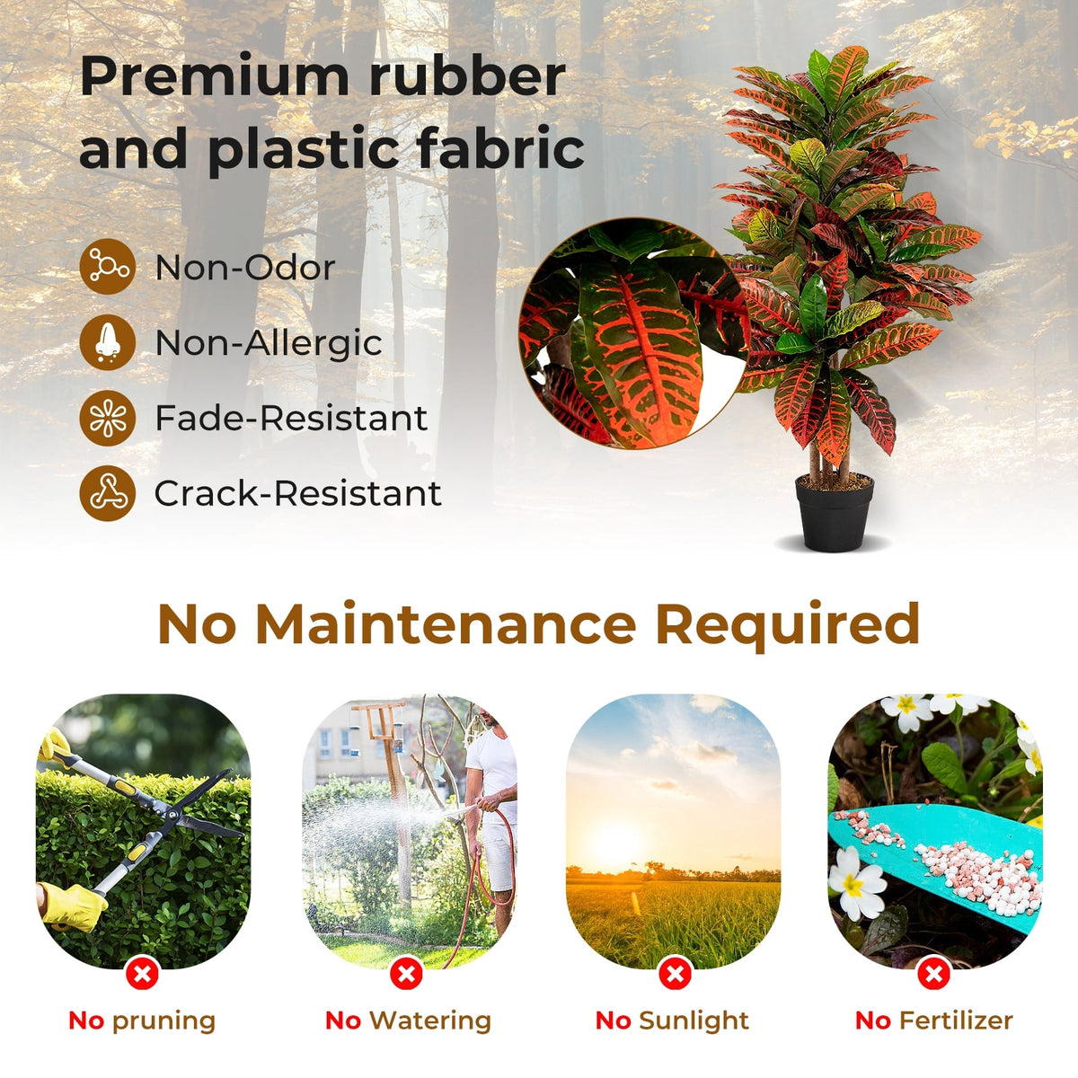Artificial Croton Plant 40 Inch Tall Fake Croton Palm Tree with Colorful Variegated Leaves and Pot-Artificial Plants-DECOROLALA
